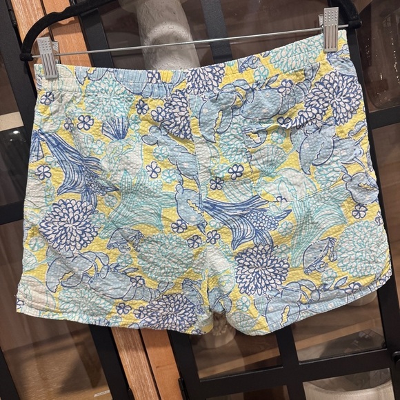 🌼 Vintage Lilly Pulitzer Lobster print Floral Seersucker Shorts seashell ocean - Picture 9 of 11